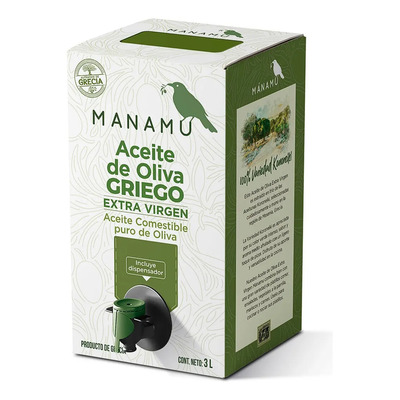 Aceite De Oliva Griego Extra Virgen Ultra Premium Manamu 3 Litros Caja Con Dispensador Bag In Box Aceitunas Koroneiki Prensado En Frio Premiado A Nivel Mundial Acidez Ultra Baja Puereza Alta Calidad | MercadoLibre