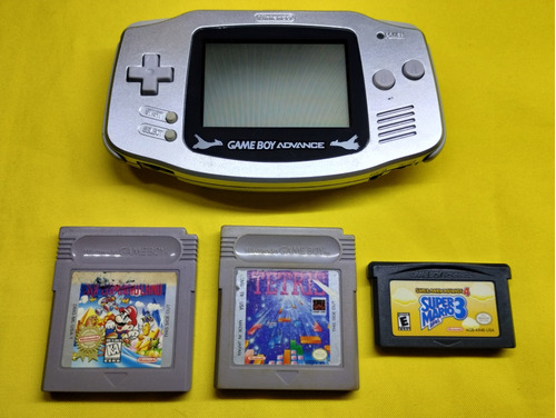 Consola Gameboy Advance Plata Con 3 Juegos Originales 