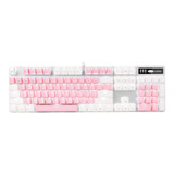 Teclado Mecanico Gamer Con Cable Usb Magegee Blanco Rosa