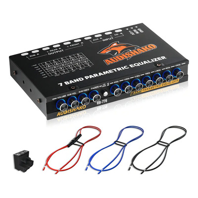 Ecualizador Audishako RB-778 de 7 Bandas para Auto, con 6 Salidas RCA y Kit de Instalación | Envío gratis