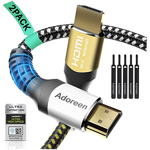 Adoreen Cable Hdmi 2.1 8k (certificado) 10 Pies/2 Unidades,