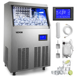 Vevor 110v Máquina Para Hacer Hielo 70kg/24h Panel Lcd Abs Color Plateado