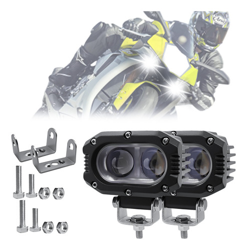 Par Faros Led Impermeables De Lupa Luz Auxiliares Auto Moto