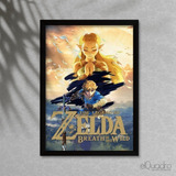 Quadro Gamer Zelda Breath Of The Wild- A4 C/ Moldura E Vidro