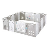 Corral De Plástico Bebés Playpen Gris 18 Paneles Plegable