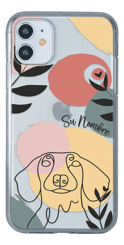 Funda Para iPhone Mujer Perrito Salchicha Minimal Nombre