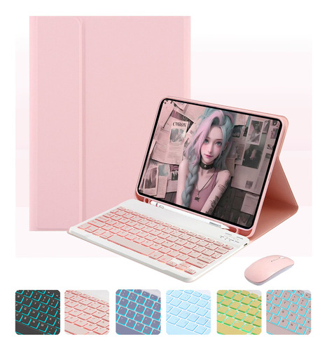 Capa Para iPad Air5 (a2588) + Mouse + Teclado Retroiluminado