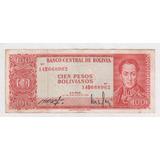 Billete Bolivia 100 Bolivianos 1962 Serie Roja Usado (c85)