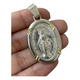 Dije Medalla Virgen Milagrosa Plata 925 Oro Mediana Regalo