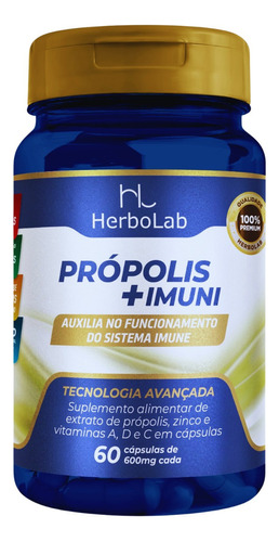 Própolis Extrato Com Zinco Vitaminas A - D - C 60 Cápsulas Sabor Neutro