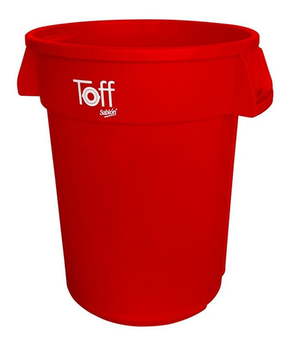 Bote De Basura Toff 121l Con Asas Color Rojo