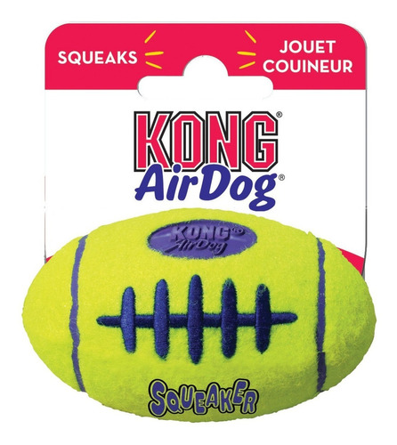 Kong Ball Squeakair Airdog Medium Chifle Football Rugby Color Amarillo