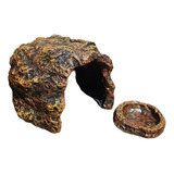 Fig Resina Cueva Roca/ Comedero P/reptil Acuario Med 20x15cm
