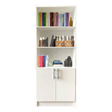 Biblioteca 5 Estantes 2 Puertas 60x30x180cm Wengue O Blanca Color Blanco