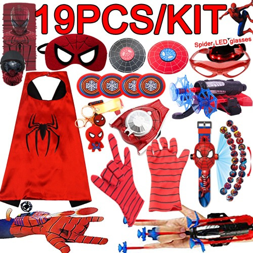 Kit 19 Guantes Y Lentes Para Cosplay De Spider-man Para Niño