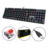 Teclado Gamer Mecanico Barato Rgb Switch Vermelho Portugues 