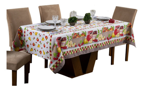 Toalha De Mesa Quadrada 4 Lugares 1,40 Tecido Oxford Cor Cesta De Frutas