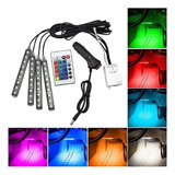 Set De 4 Tiras De Led Para Auto Rgb Control Remoto Luz