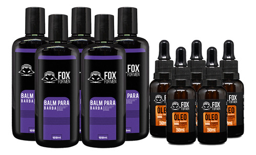 Kit Oleo Balm Barba Antifrizz Hidratante Fox For Men 10 Uni