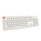 Mowux Teclado Computadora Con Cable, Plug Play Usb Retro Con