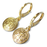 Aros Argolla Medalla San Benito Enchapado Oro 18k