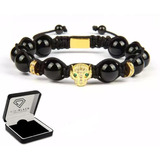 Pulsera Moda Hombre Ajustable Leopardo Piedra Onix Natural 