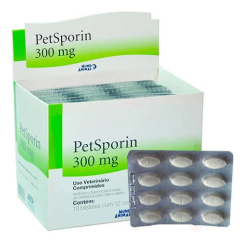 Petsporin 300mg 12 Comprimidos Cartela Avulsa