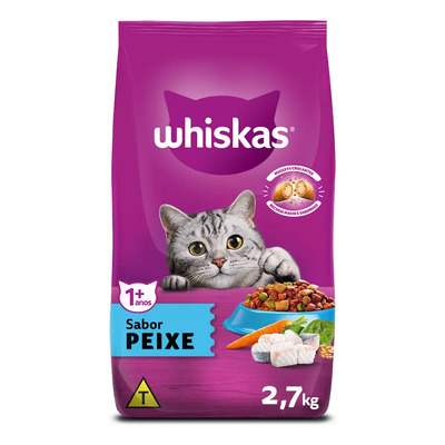 Alimento Whiskas Seco Gatos Adultos 1+ Anos Peixe 2,7kg