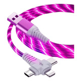Cable Iluminado 3 En 1 Compatible Con iPhone Tipo C Microusb