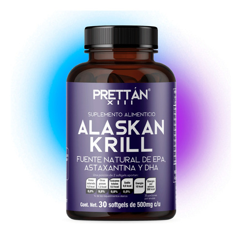 Astaxantina + Dha + Epa Alaskan Krill Prettan 30 Caps 500mg Sabor Sin Sabor