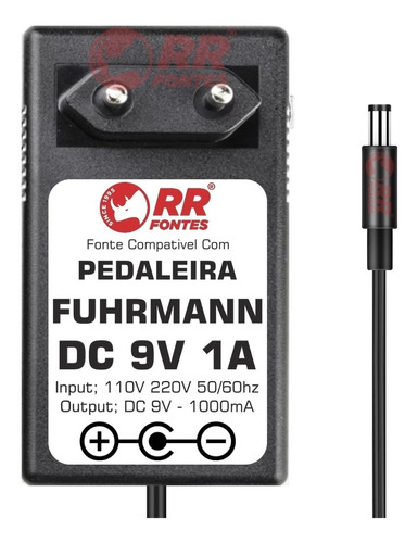 Fonte Carregador P/ Pedal De Efeitos Fuhrmann Rv-1 Reverb 9v