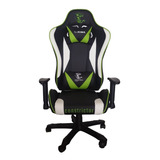 Silla De Escritorio Constrictor Placata Sic-1001 Gamer Ergonómica  Negra, Blanco Y Verde Con Tapizado De Cuero Sintético