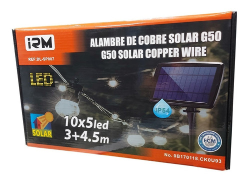 Luces Led Guirnalda Solar Irm G50 De Cobre