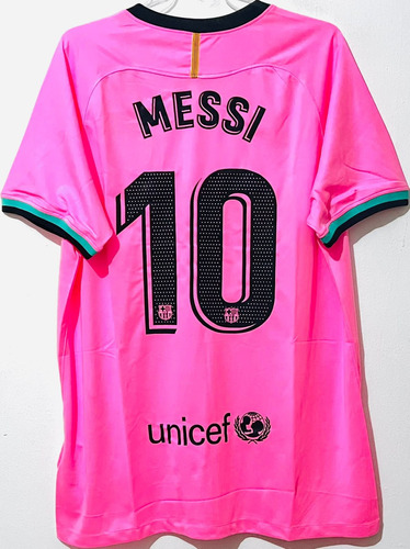 Jersey Barcelona 2021 Tercero Rosa Lionel Messi Niño