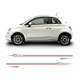 Par Adesivo Faixa Lateral Fiat 500 Italia Personalizada 40