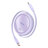 Cable Usb C Baseus Free2draw Mini Retráctil 100w 1m Morado Color Lavanda