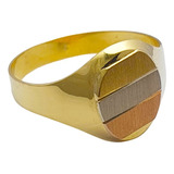 Anillos Sello Oro 18k Modelo Mesada Tricolor Encamisado 2.2g