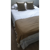 Combo Pie De Cama Más Dos Almohadones 45x45. Tusor Maíz 