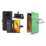 Kit Capa Carteira Para Xiaomi Poco X3 X3 Pro + Ceramica 9d