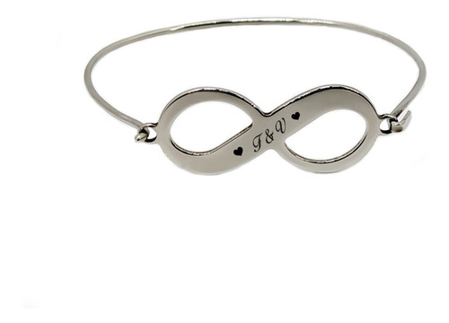 Pulsera Esclava Dije Infinito Personalizada Grabada Estuche