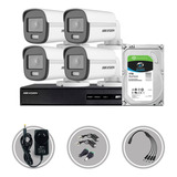 Kit Seguridad Hikvision Dvr 4ch + 4 Camara 2mp Colorvu + 1tb