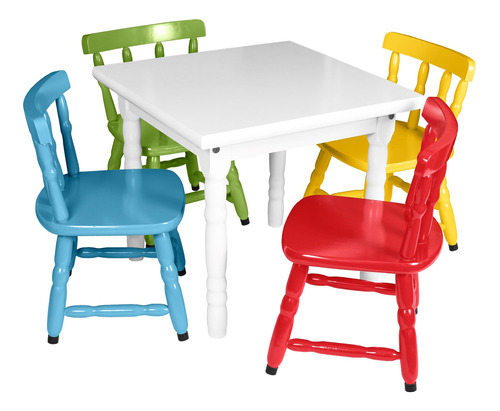 Conjunto Mesa Infantil Com 4 Cadeiras 