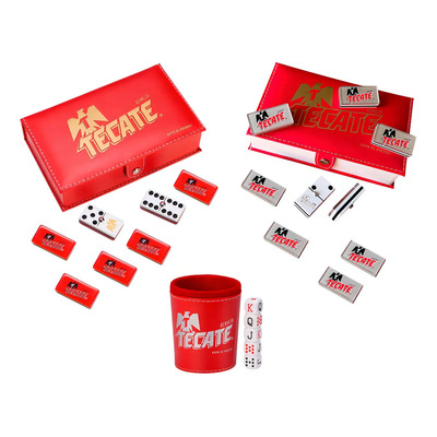 Domino Tecate Plata / Domino Tecate Rojo / Cubilete Tecate