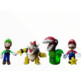 Set Mario Broos Mario, Planta Piraña Bowser Y Luigi 10 Cm 
