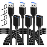 Cable De Extensión Usb 10ft (paquete De 3), Cable De E...