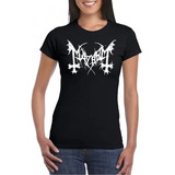 Playera Mayhem Black Metal Logo Dama