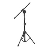 Pedestal Para Microfone Com Gatilho E 2 Estágios + Cachimbo Cor Preto