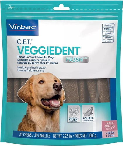 Virbac Veggiedent Fresh Tiras Premio Para Perro Mas De 30 Kg