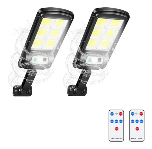 120 Led Lampara Solar Pared Sensor Remoto 60w+3modos,2piezas Color Negro