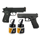 Pistola Airsoft Full Metal Pt92 V22 + Glock V20 + Bbs 2000un